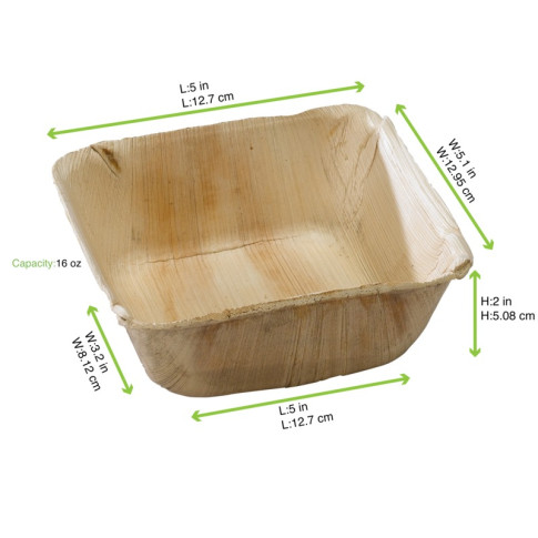Bol carré en palmier  130x130mm H50mm 450ml