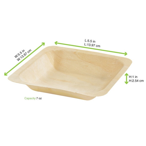 Assiette carrée en bois "Scandinavie"  140x140mm H25mm