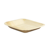 Assiette carrée angles droits en palmier 165x165mm H30mm