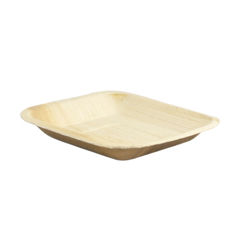 Assiette carrée angles droits en palmier 165x165mm H30mm