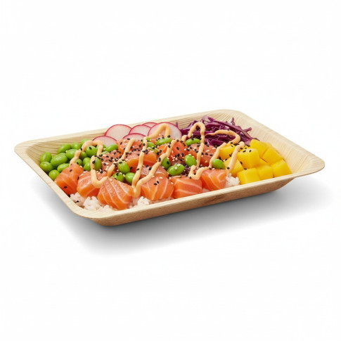 Assiette rectangulaire en bois "Scandinavie" 190x140mm H18mm