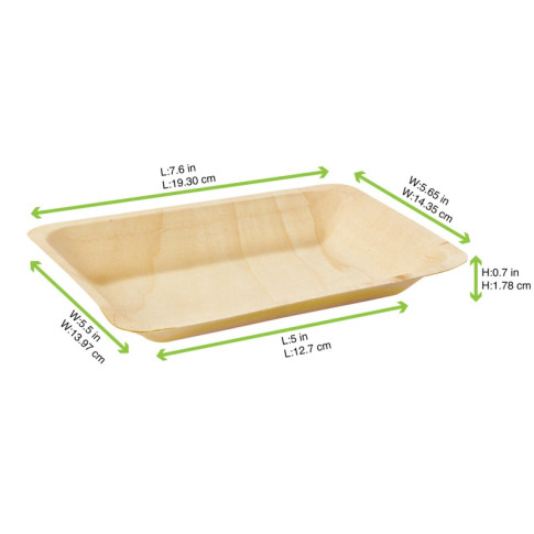 Assiette rectangulaire en bois "Scandinavie" 190x140mm H18mm