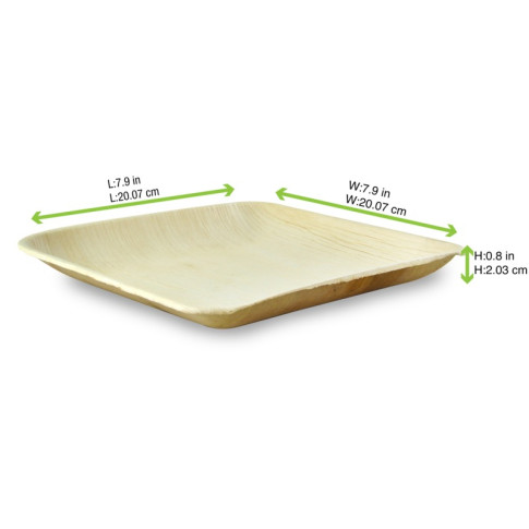 Assiette carrée en palmier  200x200mm H20mm