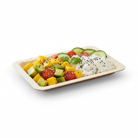 Assiette rectangulaire en palmier  240x160mm H25mm