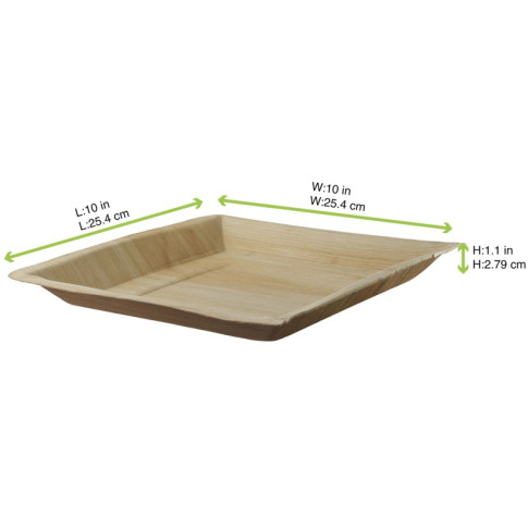 Assiette carrée en palmier  250x250mm H25mm