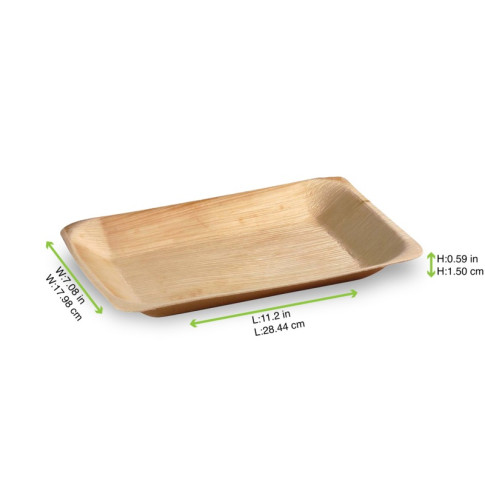 Assiette rectangulaire en palmier  280x180mm H15mm