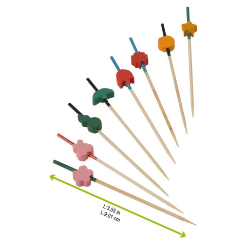 Pique bambou avec une extrémité décors et couleurs assortis   H90mm
