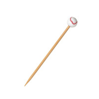 Pique bambou avec une extrémité décor baseball   H120mm