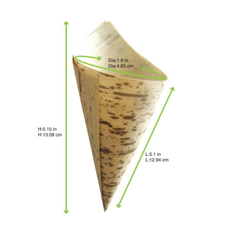 Cône en feuille de bambou  H125mm 44ml