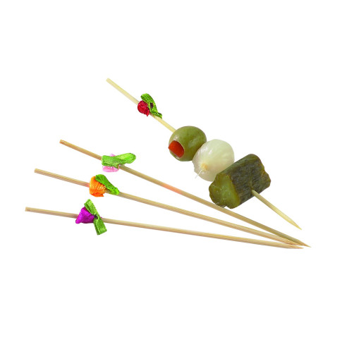 Pique bambou décor fleur  H120mm