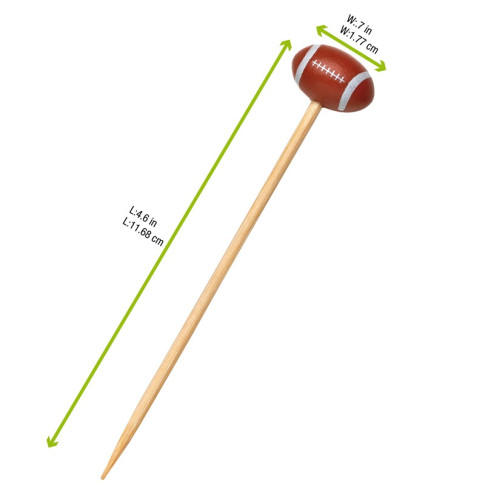 Pique bambou avec une extrémité décor football  H120mm