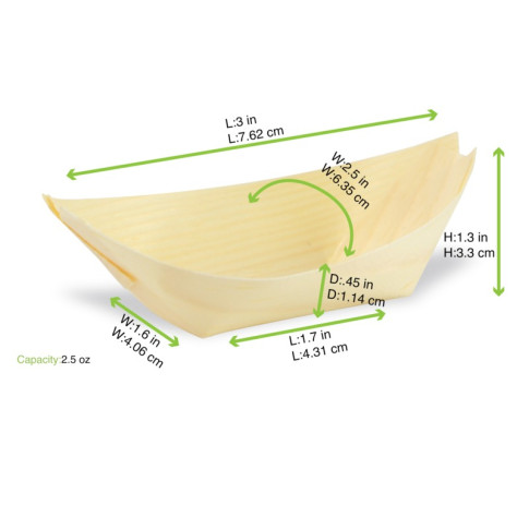 Barquette bateau bois  113x70mm H14mm