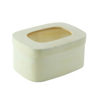 Boite bois rectangulaire avec couvercle à fenêtre  107x77mm H50mm 240ml
