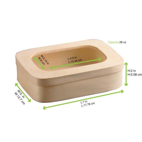 Boite bois rectangulaire avec couvercle à fenêtre  188x130mm H50mm 800ml