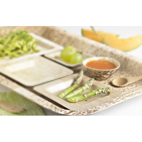 Assiette rectangulaire en feuille de bambou "Zebra" 200x140mm H10mm