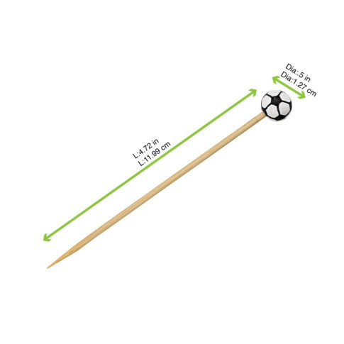 Pique bambou avec une extrémité décor football américain  H120mm