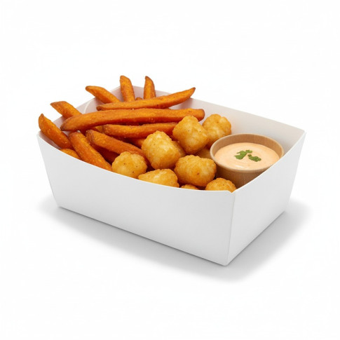 Barquette en carton blanc  90x55mm H40mm 250ml