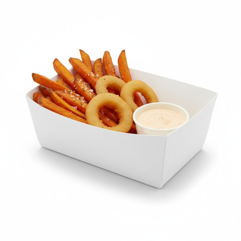 Barquette en carton blanc  110x80mm H40mm 440ml