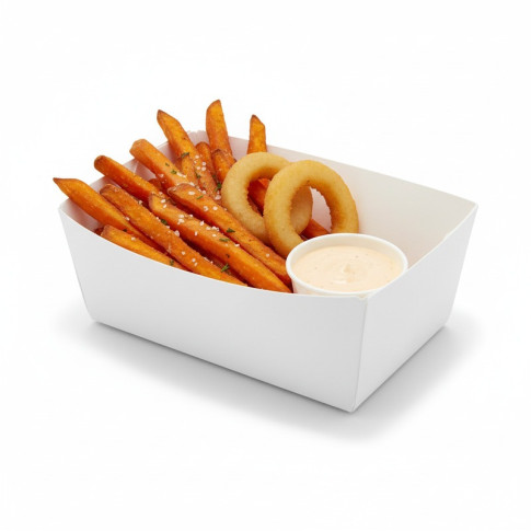 Barquette en carton blanc  150x90mm H50mm 850ml
