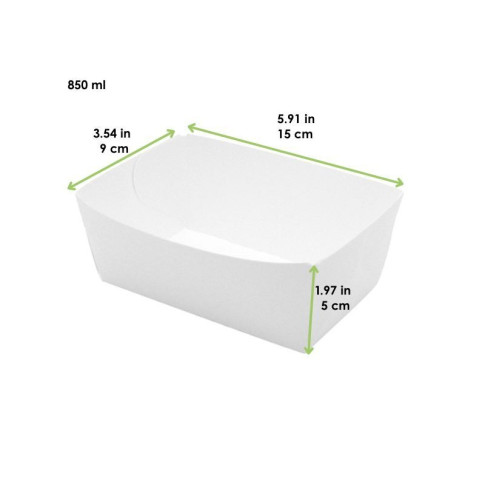 Barquette en carton blanc  150x90mm H50mm 850ml