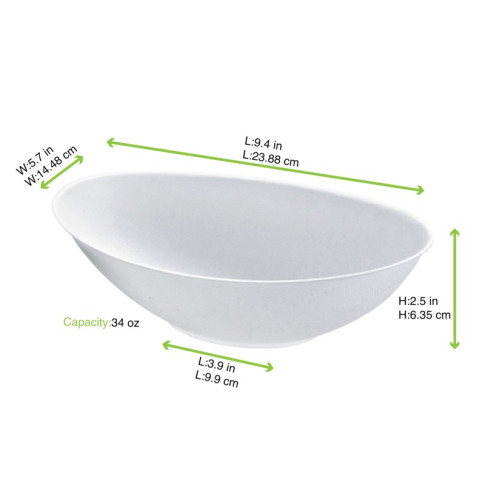 Bol ovale blanc en pulpe "BioNchic" 240x145mm H63mm 1000ml
