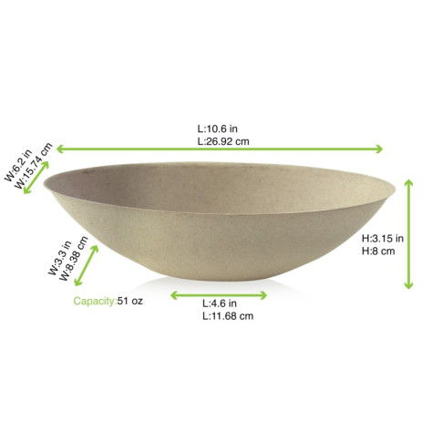 Bol ovale brun en pulpe "BioNchic"  270x165mm H77mm 1500ml