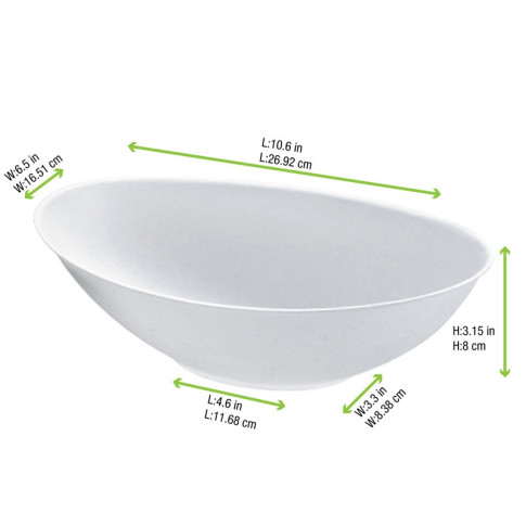 Bol ovale blanc en pulpe "BioNchic" 270x165mm H77mm 1500ml