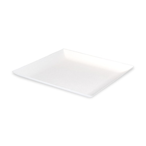 Assiette carrée blanche en pulpe "BioNChic" 160x160mm