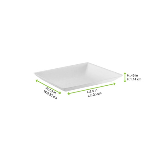 Assiette carrée blanche en pulpe "BioNChic" 65x65mm H13mm