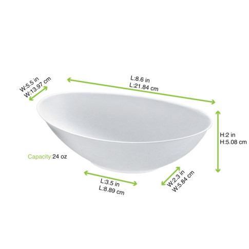 Bol ovale blanc en pulpe "BioNchic" 225x135mm H55mm 750ml