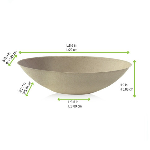 Bol ovale brun en pulpe "BioNchic"  225x135mm H55mm 750ml