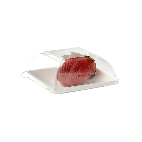 Couvercle BioNchic dôme transparent en plastique PET 91x91mm H36mm