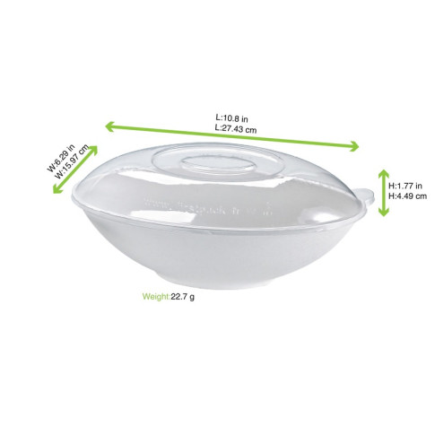 Couvercle BioNchic dôme transparent en plastique PET 275x160mm H45mm