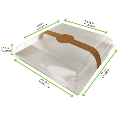 Couvercle BioNchic dôme transparent en plastique PET 181x181mm H30mm