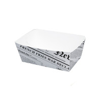 Barquette en carton décor journal  90x55mm H40mm 250ml