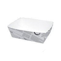 Barquette en carton décor journal  80x110mm H40mm 440ml
