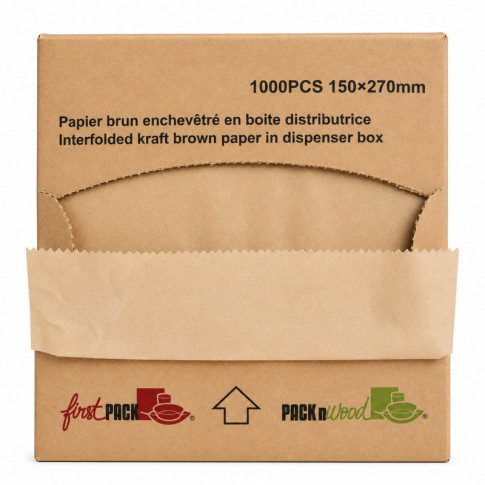 Papier brun enchevêtré en boite distributrice  150x270mm