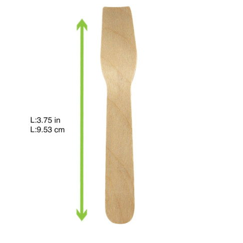 Cuillère à glace bois emballage papier kraft  H95mm