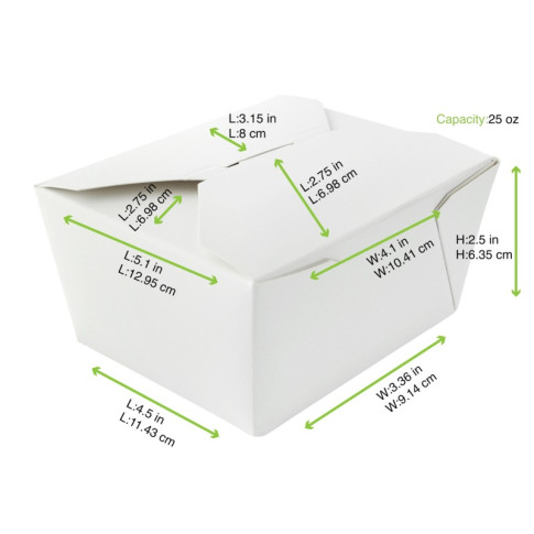 Boîte repas carton blanc 130x107mm H67mm 750ml