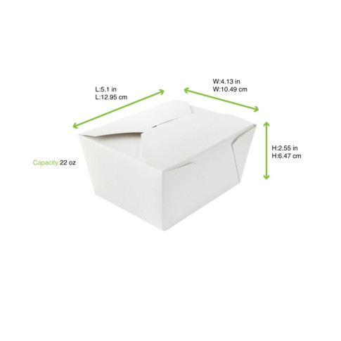 Boîte repas carton blanc 130x105mm H65mm 650ml