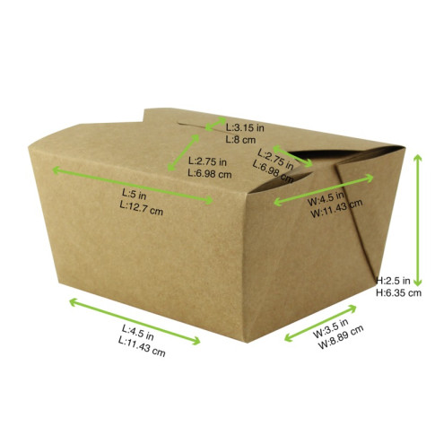 Boîte repas carton kraft laminé 130x107mm H67mm 750ml