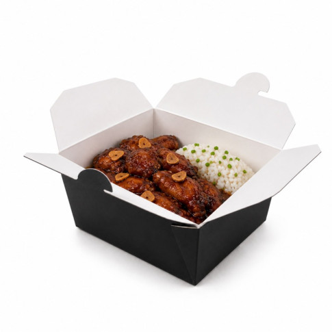 Boite repas carton noir  130x108mm H67mm 750ml