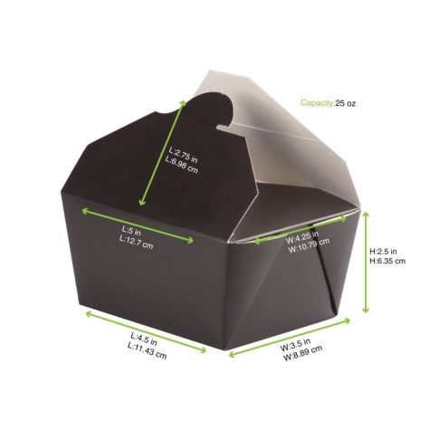 Boite repas carton noir  130x108mm H67mm 750ml