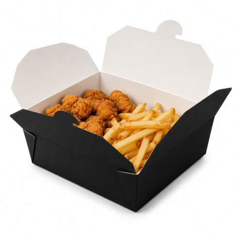 Boîte repas carton noir 217x160mm H50mm 1450ml