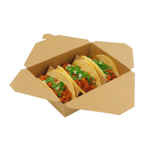 Boîte repas carton kraft laminé 216x160mm H65mm 2000ml