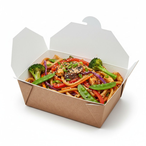 Boite repas carton kraft laminé PE  220x166mm H90mm 2800ml