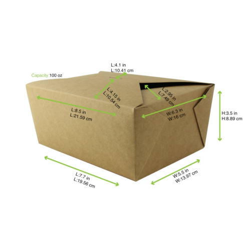 Boîte repas carton kraft laminé 225x166mm H92mm 3000ml