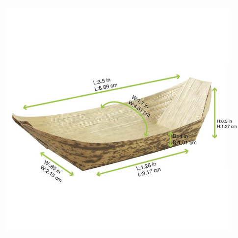 Jonque en feuille de bambou "Zebra" 100x43mm H17mm