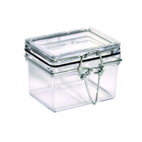 Bocal plastique PS transparent rectangulaire 51x69mm H53mm 100ml