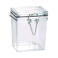 Bocal plastique PS transparent rectangulaire  51x69mm H86mm 180ml